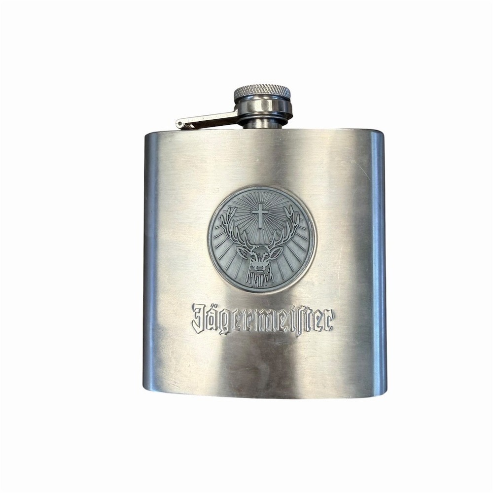 Jägermeister Hip‎ Flask Captive Screw Cap Embossed Stag Logo